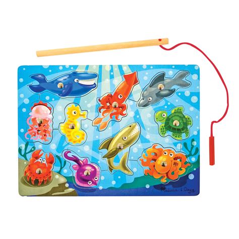 Melissa And Doug Magnetic Wooden Fishing Game And Puzzle With Wooden