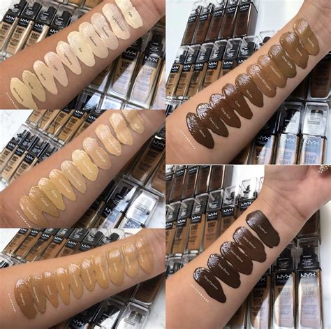 Pin by Brianna Oriol on swatches. | Foundation swatches, Nyx cosmetics, Nyx born to glow