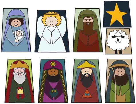 Printable Christmas Nativity Set In Color Or Black And White Pdf