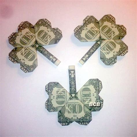 Money Origami Shamrocks Dollar Bill Art Money Origami Dollar Bill