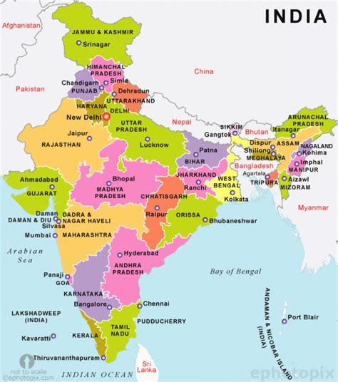 Capitals Of Indian States Map Printable Map