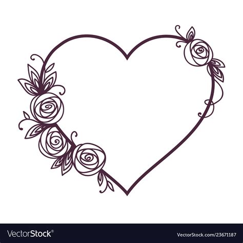 Heart Shape With Roses Royalty Free Vector Image