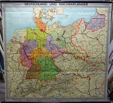Vintage Rollable Map Germany Europe Wall Chart Poster Etsy