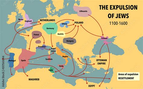 Map Showing The Expulsion Of Jews And Their Resettlement Between 1100