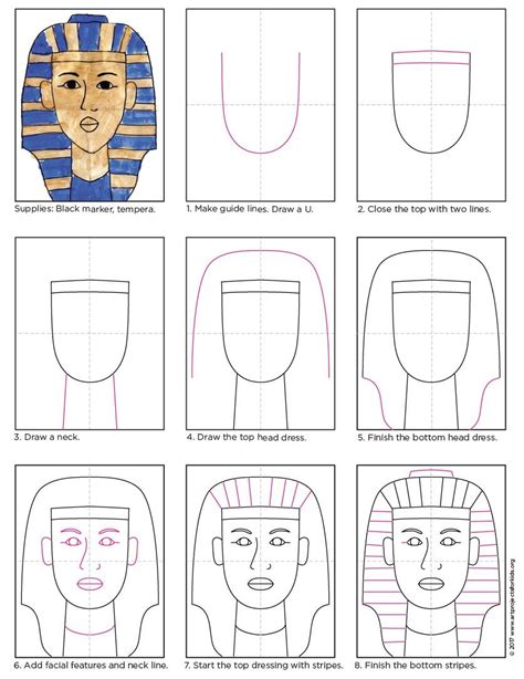 Easy How To Draw King Tut Tutorial And King Tut Coloring Page Art