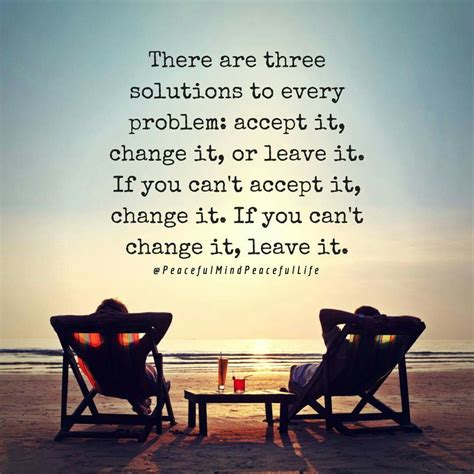 Die direktive love it, change it or leave it klingt super, verlangt mir jedoch oft ein zu hohes maß an bewusstsein ab. There are three solutions to every problem: accept it ...
