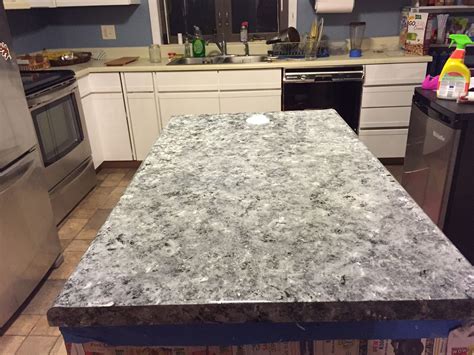 Old Ugly Laminate Countertops Painted To Look Like Faux Granite Stone