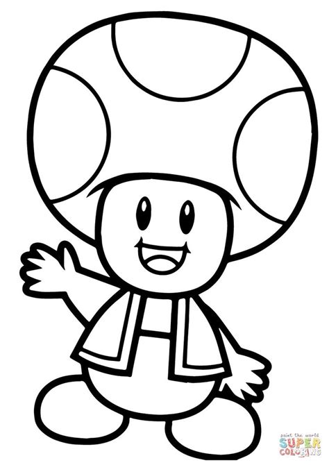 Mario Mushroom Coloring Page | Super mario coloring pages, Mario