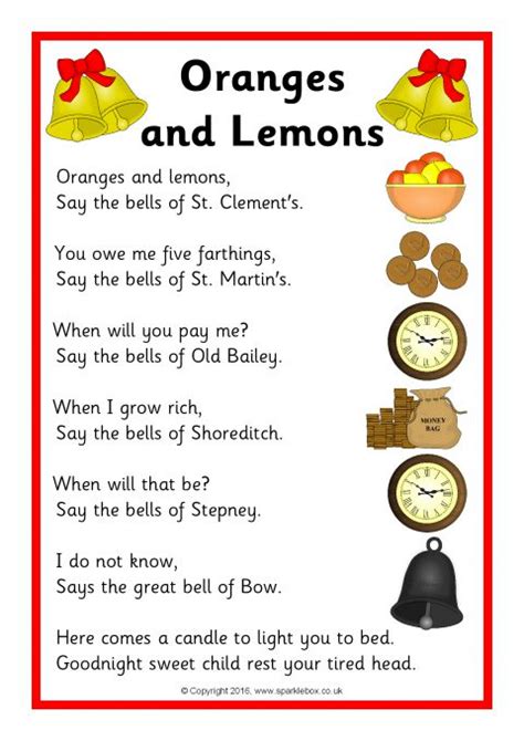 How well that works depends on your accent. Oranges and Lemons Song Sheets (SB11747) - SparkleBox