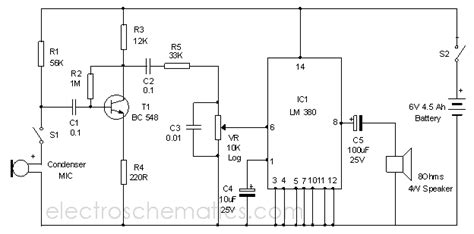 Simple mic echo circuit diagrams trend: Classroom Microphone System Circuit
