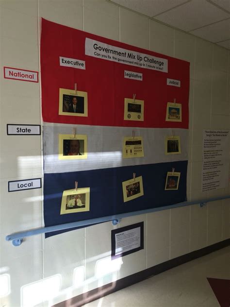 A Bulletin Board With Pictures On It In A Hallway Next To A Wall That