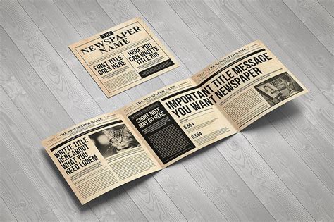 Newspaper Square Brochure Trifold On Yellow Images Creative Store