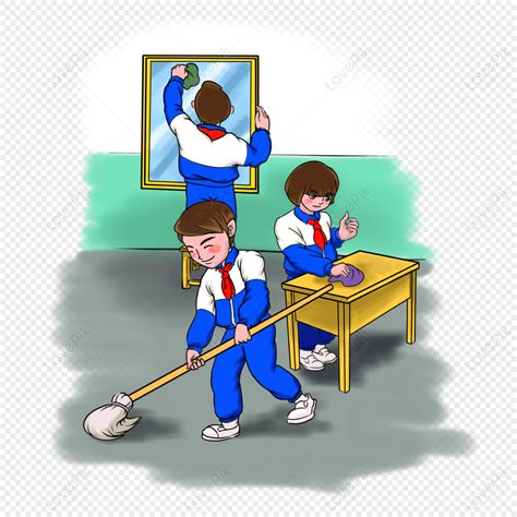 Premium Vector Cute Students Cleaning Classroom At School Clip Art