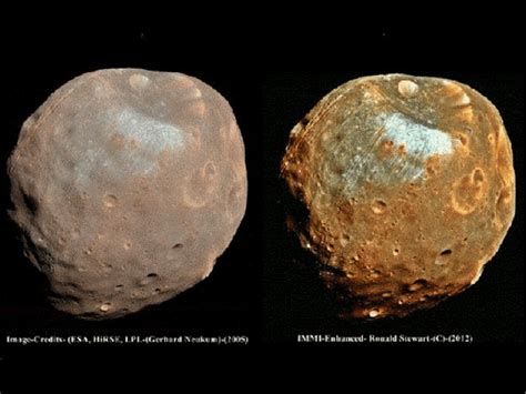 On The Left Is The Esa Hirse Image Of Mars Moon Phobos Right Is A