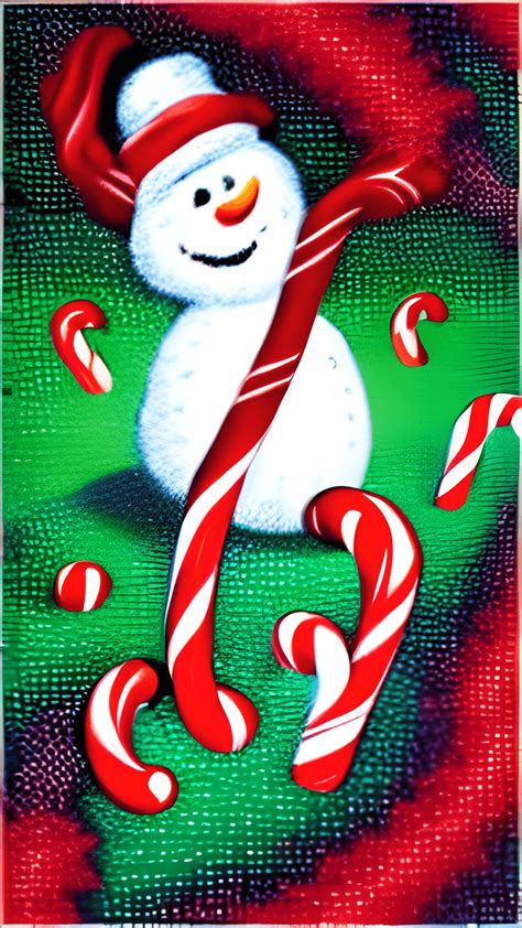 Frosty The Snowman With A Very Long Candy Cane · Creative Fabrica
