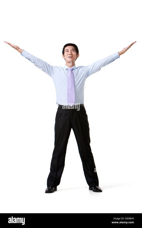 Businessman Holding Arms Out Wide Stock Photo Alamy