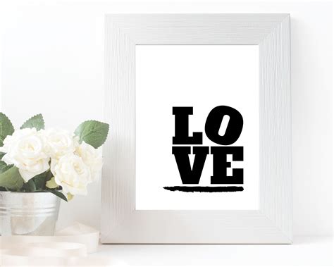 Love Typography Printable Wall Decor Positive Word Poster Etsy