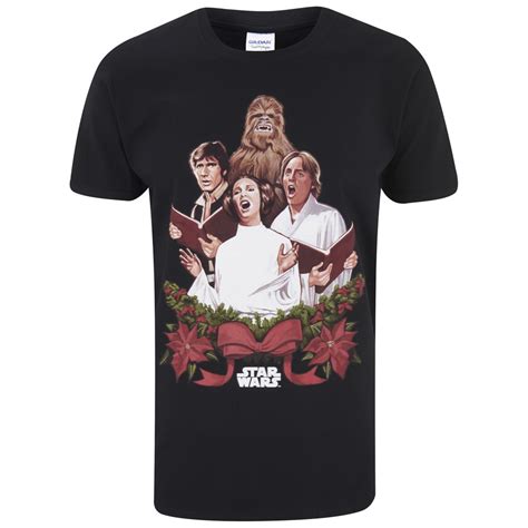 Star Wars Mens Luke And Leia Carols T Shirt Black