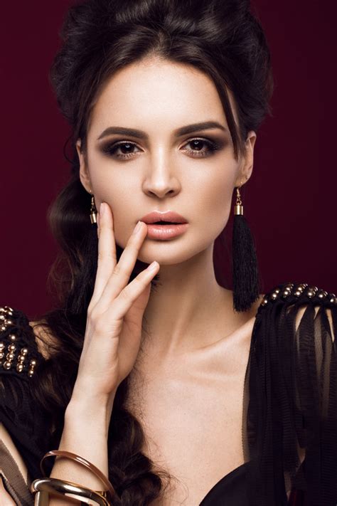 Sensual hair black and gold pack. Beautiful sexy woman with sensual lips, fashion hair ...