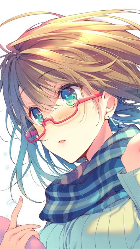 Download 720x1280 Wallpaper Scarf Glasses Anime Girl