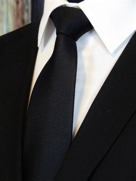 Black Tie Mens 100 Silk Classic Black Necktie