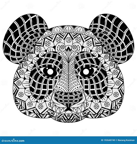 Hand Drawn Of Panda Head In Zentangle Style Stock Vector Illustration