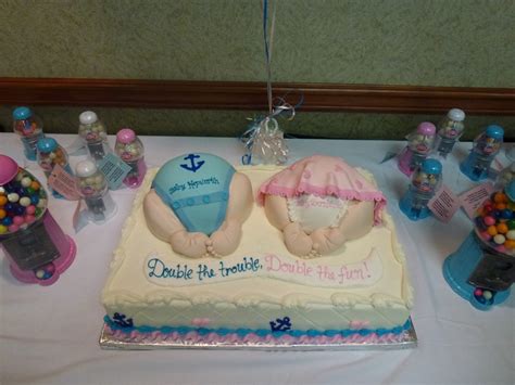 Double Trouble Double Fun Baby Shower Cake Baby Shower Cakes Baby