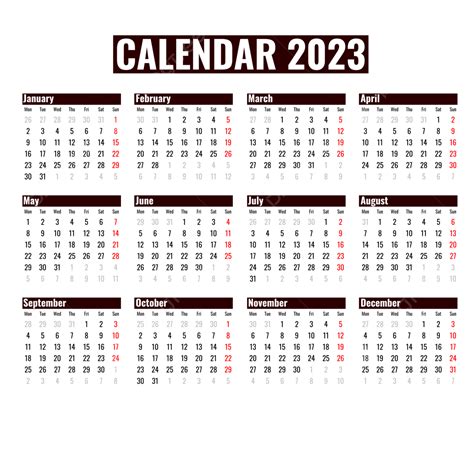 Calendario Minimalista 2023 Vector Gratis Png Calendario 2023 Images And Photos Finder