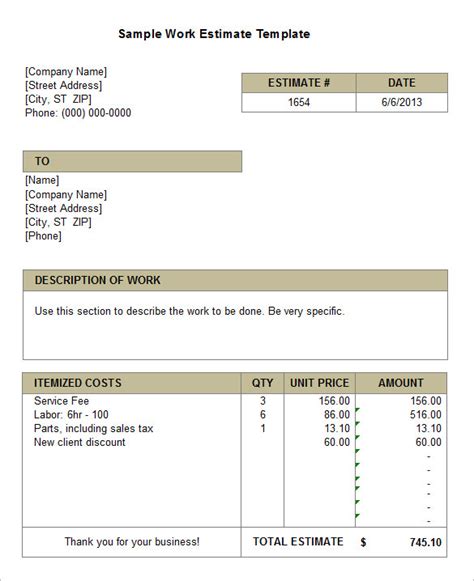 Interior Design Estimate Excel Sheet India