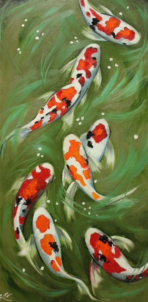 Koi Fish Portrait Painting X Inch Original Oil Painting By Roz
