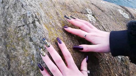 jadez asmr 6 long natural nails tapping and hard scratching on big rock close up asmr youtube