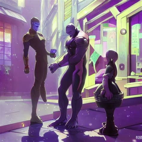 Krea Ai Thanos Working At Starbucks By Makoto Shinkai And