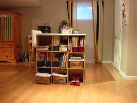 We repurposed the chair rail as crown molding in the craft room, powder room and guest bedroom, and added a thicker 4 baseboard throughout. Bear, Dolly and Moi: updated basement craft room