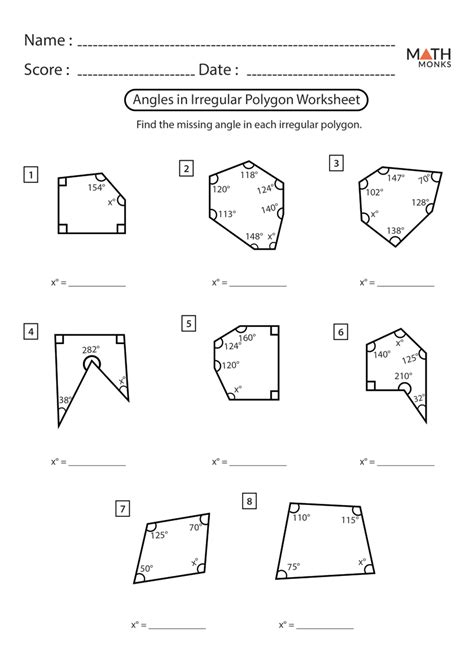 Angles In Polygons Worksheets Math Monks