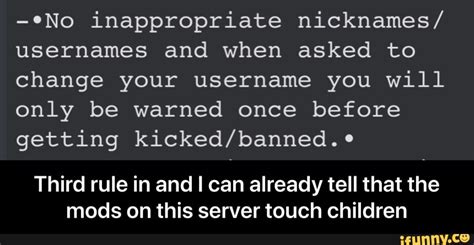 No Inappropriate Nicknames Usernames And When Asked To Change Your