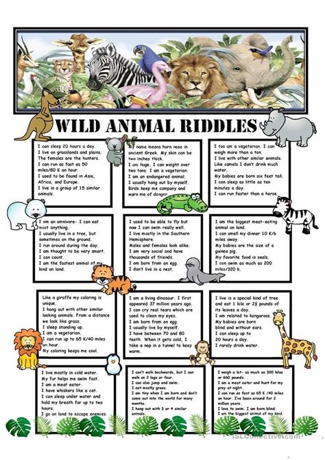 Animal Riddles Worksheet Printable Askworksheet