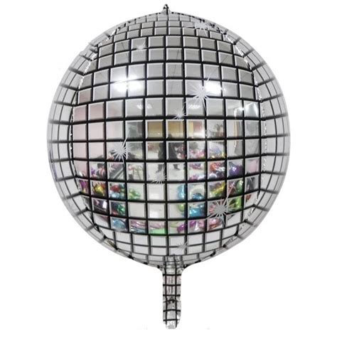 Holographic Silver Laser Disco Ball Balloon Hangable 22 4d Large