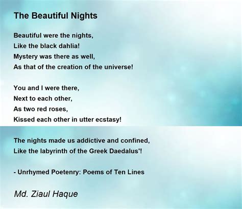 The Beautiful Nights By Md Ziaul Haque The Beautiful Nights Poem