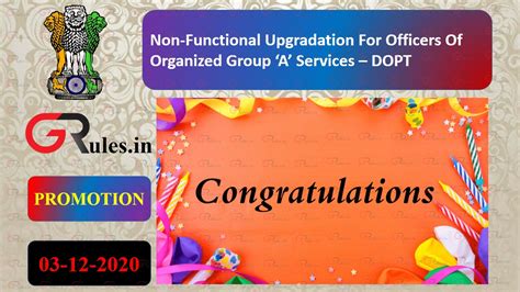 Non Functional Upgradation For Officers Of Organized Group ‘a Services