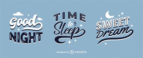 Night Time Lettering Set Vector Download