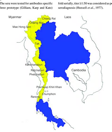 Map Of Thailand Showing Ten Provinces Along Thai Myanmar Border From