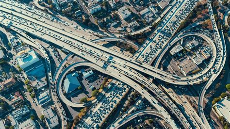 Aerial View Of A Los Angeles Freeway Interchange Wallpaper