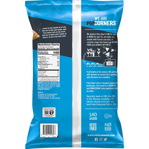 Popcorners Popped Corn Chips White Cheddar 7 Oz Bag