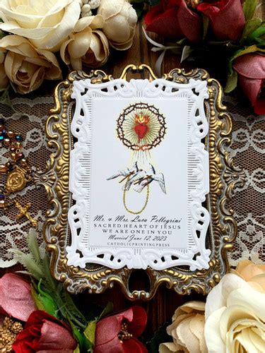 Catholic Wedding Sacred Heart Doves Paper Lace Holy Card