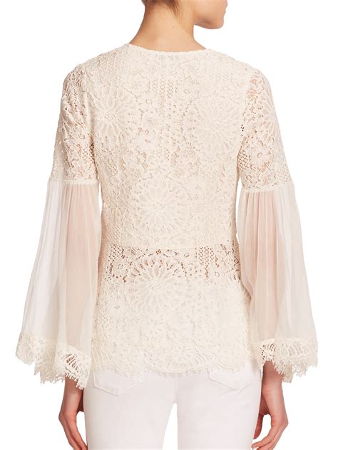 Alexis Vitor Lace Peasant Blouse In White Lace White Lyst
