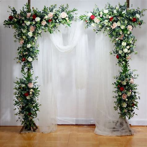 Artifical Roses With Grass Green Wedding Flower Backdrop Elegant