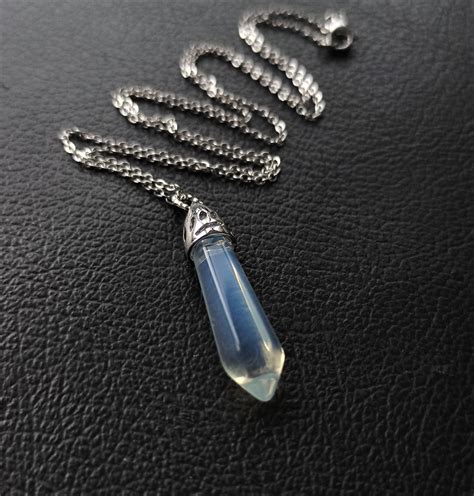 Genuine Opalite Crystal Necklace Opalite Point Necklace Etsy