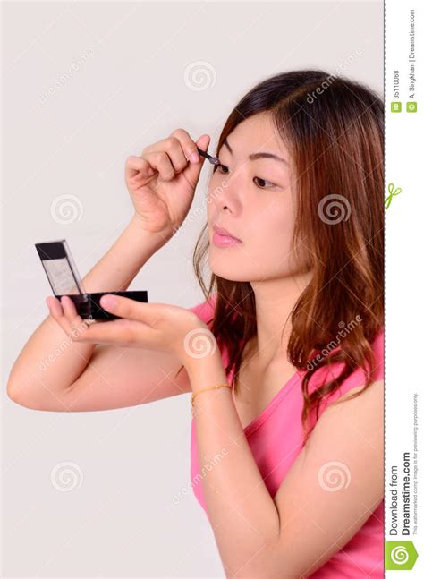 Asian Women Teenage Face Make Up Stock Photo Image Of Putting