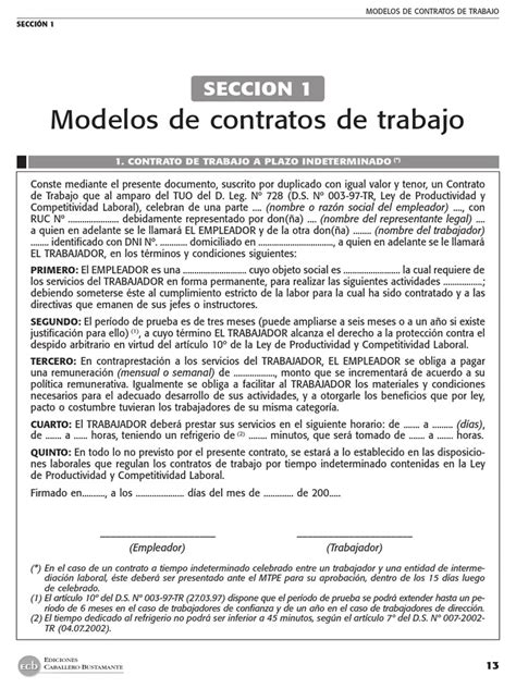 Modelos Contrato De Trabajo Pdf Derecho Laboral Salario