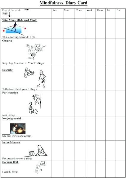 dialectical behavior therapy worksheets worksheets samples